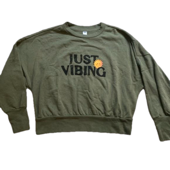 Old Navy Tops - Old Navy Green Boxy Cropped Crew Neck Sweatshirt Size Extra Large